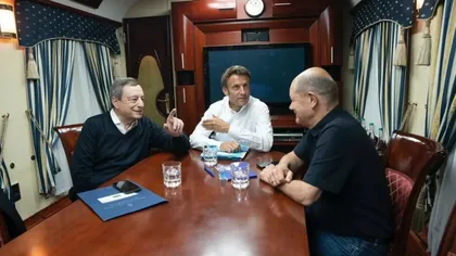 Macron a ajuns cu trenul la Kiev. Preşedintele Franţei s-a aflat în vagon cu Olaf Scholz şi Mario Draghi UPDATE