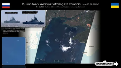 Două nave rusești de război, surprinse în Marea Neagră lângă o platformă de gaz a României