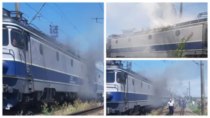 Locomotiva unui tren a luat foc în Teleorman. Peste 200 de călători, evacuaţi de urgenţă FOTO&VIDEO