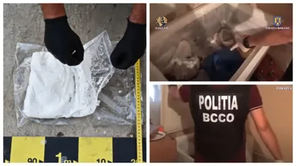 Şapte kilograme de droguri, ascunse în congelator de doi traficanţi din Galaţi. Imagini cu momentul în care au fost prinşi în flagrant VIDEO