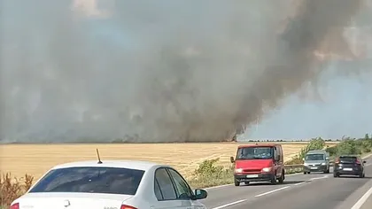 Incendiu violent în Teleorman. Panică printre șoferi (VIDEO)