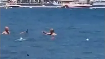 Panică pe o plajă din Turcia. Mai mulţi turişti au confundat un ţipar cu un rechin şi l-au gonit cu un mop FOTO+VIDEO
