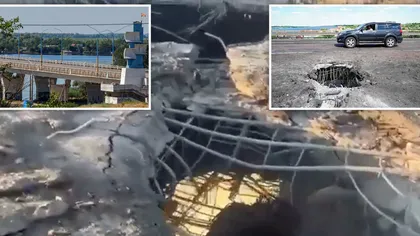 Lovitură devastatoare pentru Vladimir Putin. Ucrainenii au bombardat un pod vital pentru trupele rusești VIDEO
