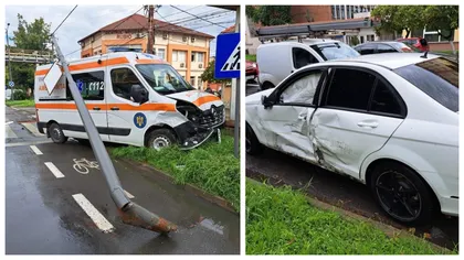 Accident cu ambulanţa în Arad. O asistentă a fost transportată de urgență la spital