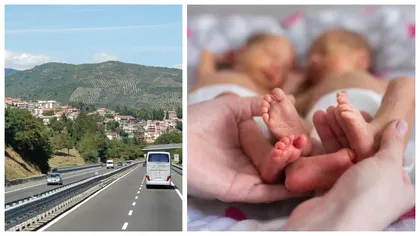 O româncă a născut pe o autostradă din Italia. Care este starea de sănătate a femeii și a gemenilor săi