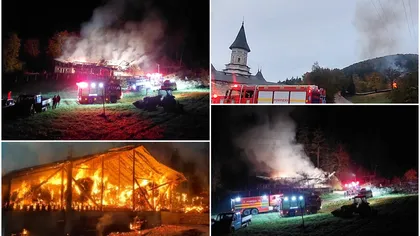 Incendiu devastator la Mănăstirea Bistriţa. Pompierii s-au luptat cu flăcările 18 ore. FOTO şi VIDEO