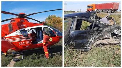 Accident grav pe DN 21. Sunt patru victime, elicopterul SMURD a preluat o fetiță de șapte ani aflată în comă