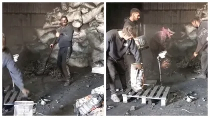 VIDEO Te-ai întrebat vreodată cum sunt ambalaţi cărbunii de grătar din benzinării? Imagini ireale cu tineri din România care lucrează în condiţii crunte