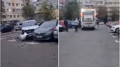 O femeie aflată la volanul unei mașini de gunoi a distrus mai multe autoturisme într-o parcare din Târgoviște