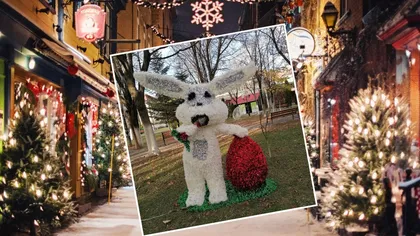 Sărbători 2 în 1! Decoraţiuni de Crăciun şi de Paşte, amplasate într-un parc din Motru