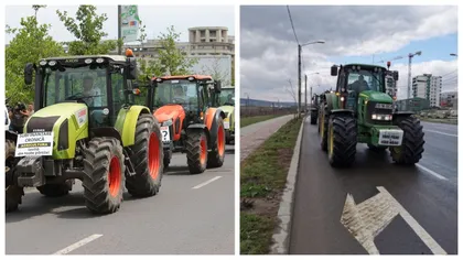 FOTO! Fermierii din România au blocat străzile cu zeci de tractoare în Satu Mare! Protest exact ca în Olanda! Au ajuns în culmea disperării și vor ajutor de la Guvern!