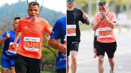 IMAGINI VIRALE Un chinez a alergat o cursă de maraton în 3 ore şi 28 de minute, în timp ce a fumat un pachet întreg de ţigări