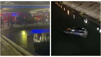 Un șofer a plonjat cu mașina în râul Dâmbovița din Capitală