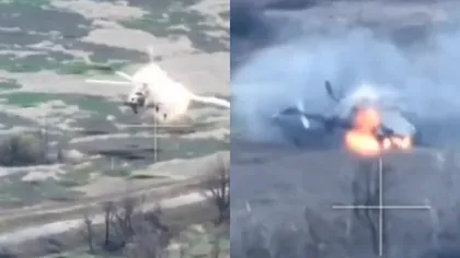 VIDEO: Elicopter rusesc, distrus de oamenii lui Zelenski. Un astfel de model costă 9 milioane de dolari
