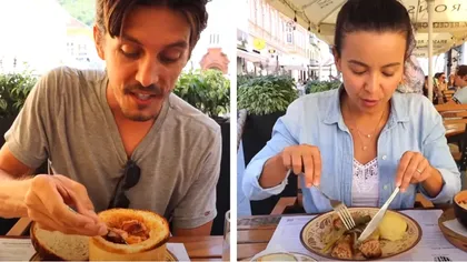 Cum au reacţionat doi turişti americani după ce au mâncat sarmale şi ciorbă de fasole în pâine. Au devenit virali pe Internet