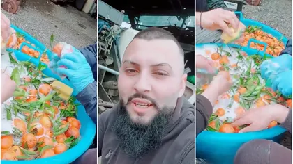 El este românul care susține că este plătit în Italia să spele mandarine cu detergent de vase. Câți bani câștigă pe oră VIDEO