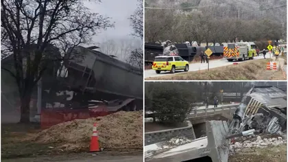 Accident feroviar grav în America! Un tren a deraiat după ce s-a izbit de un camion VIDEO