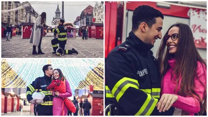 Imagini emoționante la Târgul de Crăciun din Piața Victoriei. Un pompier și-a cerut iubita în căsătorie în văzul tuturor