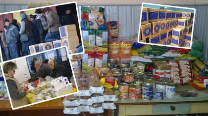 A început distribuirea ajutoarelor sociale! Coletele de 24 de kilograme cu mâncare i-au facut pe moldovenii din Galati să înghețe la coada ore bune!