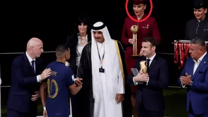 O româncă a fost pe scenă cu Messi şi Mbappe după finala Mondialului! Tânăra stewardesă i-a înmânat premiul de 