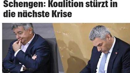 Presa austriacă: Coaliţia guvernamentală de la Viena este în criză din cauza veto-ului faţă de aderarea României la Schengen. Verzii sunt furioşi pe conservatori