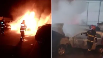 O maşină a luat foc în trafic, în Craiova. Alte patru autoturisme s-au făcut scrum