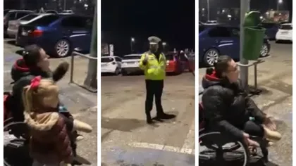 Poliţiştii au ridicat maşina unei femei în scaun cu rotile din parcare unui supermarket