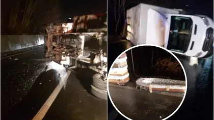 Accident macabru la Braşov. Un camion plin cu coşciuge, coliziune frontală cu alt camion, imagini de groază