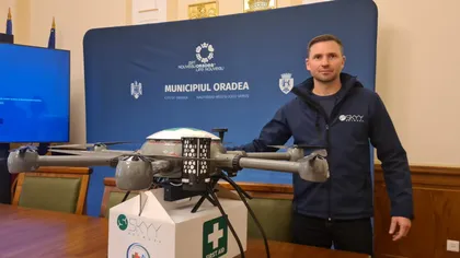 Proiect unic în România. La Oradea s-a testat transportul intraspitalicesc de sânge şi medicamente cu drona