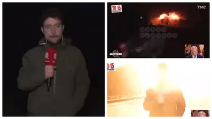 Momente de groază pentru un jurnalist francez! O rachetă rusească a explodat în spatele său chiar în timpul unei transmisiuni în direct