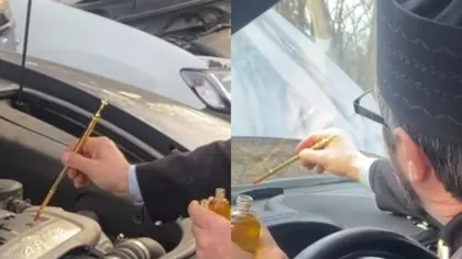 VIDEO VIRAL: Un preot român a devenit vedetă pe TikTok după ce a sfințit un Porsche. A pictat cu pensula componentele mașinii