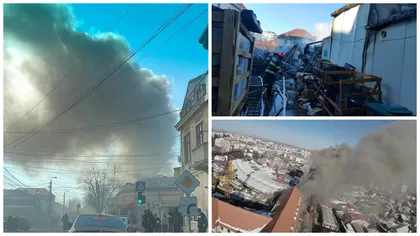 Incendiu de proporții în Piața Centrală a municipiului Buzău, la numai câțiva metri de un colegiu. A fost emis mesaj RO-ALERT