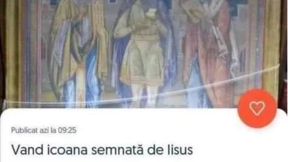 Un român vinde pe internet o icoană „semnată de Iisus”. Reacțiile oamenilor au fost pe măsură: „Împreună cu moaștele lui Adam semnate de Eva”