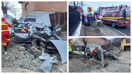 Accident grav în județul Gorj! Patru persoane au ajuns la spital după ce mașina în care se aflau s-a făcut țăndări