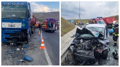 Accident dramatic pe autostrada A3, în Cluj. Un bărbat a murit, iar o femeie a fost rănită, după ce mașina lor s-a lovit de un TIR