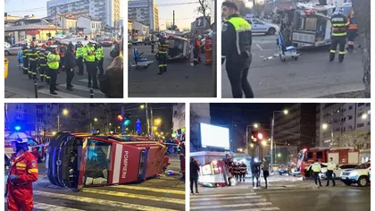 Val de accidente în ultimele ore în Capitală. Două ambulanțe s-au răsturnat. Carambol pe Bulevardul Iuliu Hațieganu