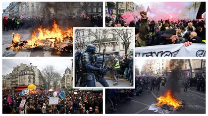 Noi proteste violente în Franța din cauza reformei pensiilor. Protestatarii au atacat forțele de ordine cu pietre și sticle