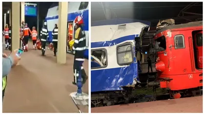 Tren plin cu pasageri, spulberat de o locomotivă la Galați. O femeie de 53 de ani, conductorul trenului, a murit la spital