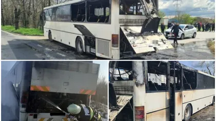 Un autocar care transporta 42 de persoane a luat foc, în Timișoara. Pasagerii au fost evacuați din cauza incendiului