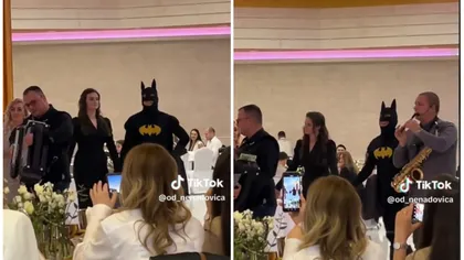 Un bărbat a venit la nuntă costumat în Batman. Imaginile când joacă hora, virale pe Internet: 