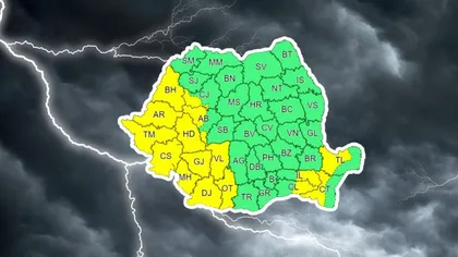 Cod galben de furtuni în jumătate de țară. ANM a actualizat prognoza meteo