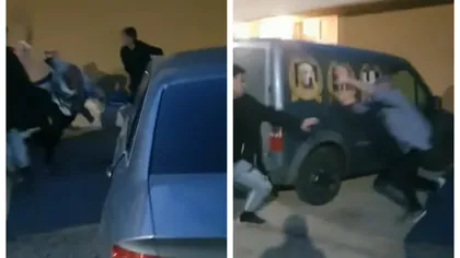 VIDEO Bătaie cu pumni și picioare, dar și cu o cârjă. Două persoane reținute după scandalul în care a fost implicat și fiul unui primar