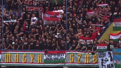 Extremism în Nations League: ultrașii maghiari au afișat un drapel controversat, care vizează România (FOTO)