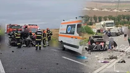 Accident cu doi morți după coliziunea dintre un camion și un autoturism, produs pe DN22 Constanța-Tulcea