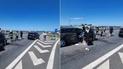 Accident dramatic pe Autostrada Deva - Nădlac. Trei mașini făcute zob, traficul e blocat