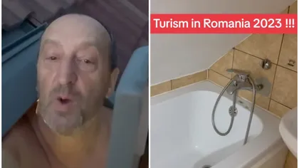 VIDEO: Nu e glumă! A făcut duș la o cazare din Brașov cu capul ieșit prin acoperiș: „Ce cazare faină!