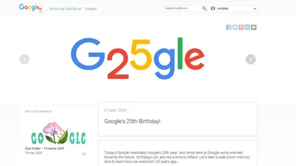 Aniversare de 25 de ani a Google. La mulţi ani, Google!
