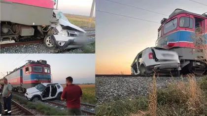 Accident feroviar grav, în Buzău. 3 persoane au murit, după ce mașina lor a fost lovită de tren