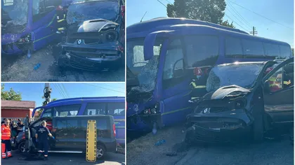 Accident grav în Olt: un autobuz a lovit o autoutilitară. A fost activat Planul Roşu de intervenţie
