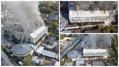 Incendiu puternic în Dej. Mansarda unui hotel a fost acaparată de flăcări, mai multe persoane au fost evacuate